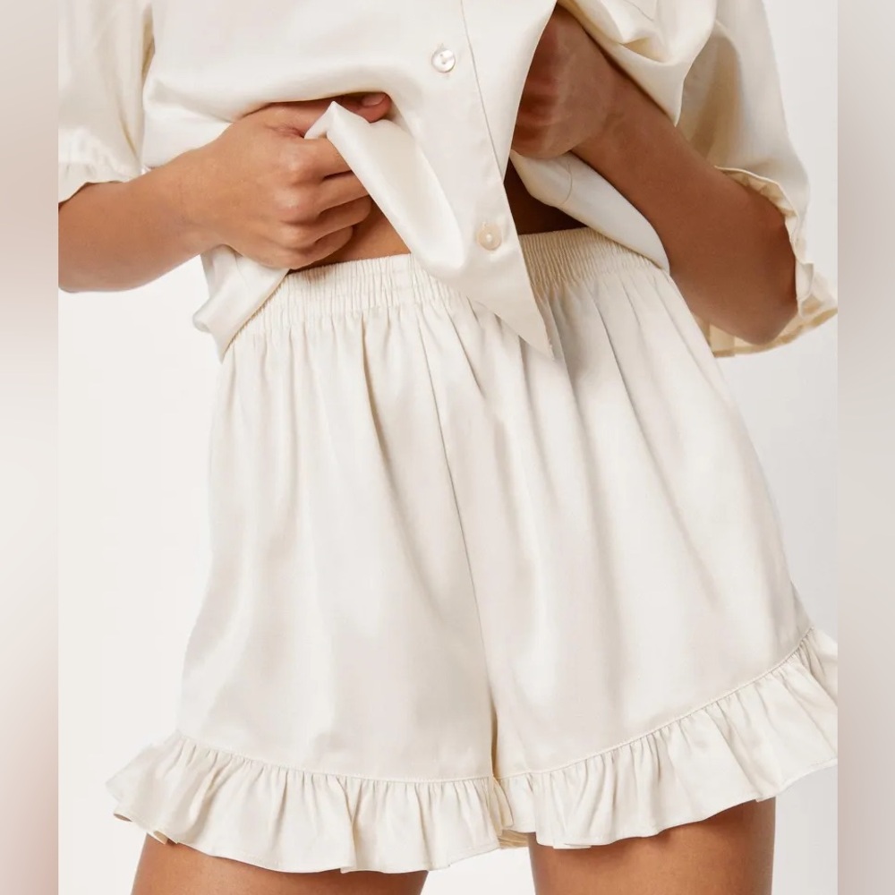 Satin Ruffle Short Pajama Set - Picture 3 of 7